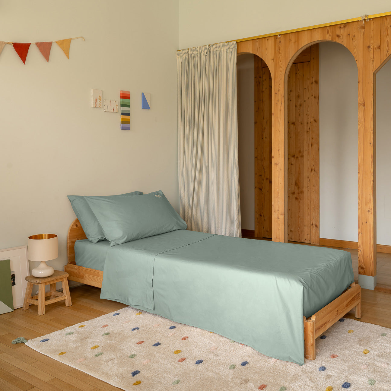 Completo lenzuola bimbi-bedding-sets-Dalfilo-1 PIAZZA (80x190 cm)-Salvia-Percalle-Dalfilo IT