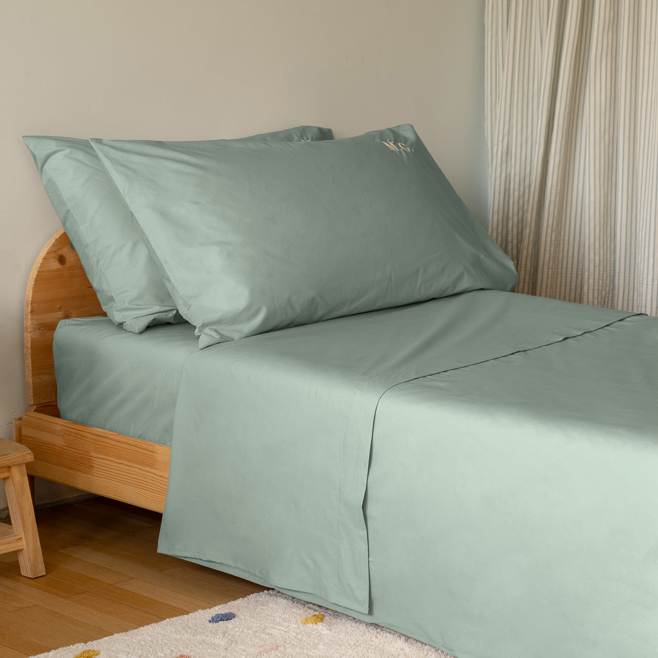 Completo lenzuola bimbi-bedding-sets-Dalfilo-1 PIAZZA (80x190 cm)-Salvia-Percalle-Dalfilo IT