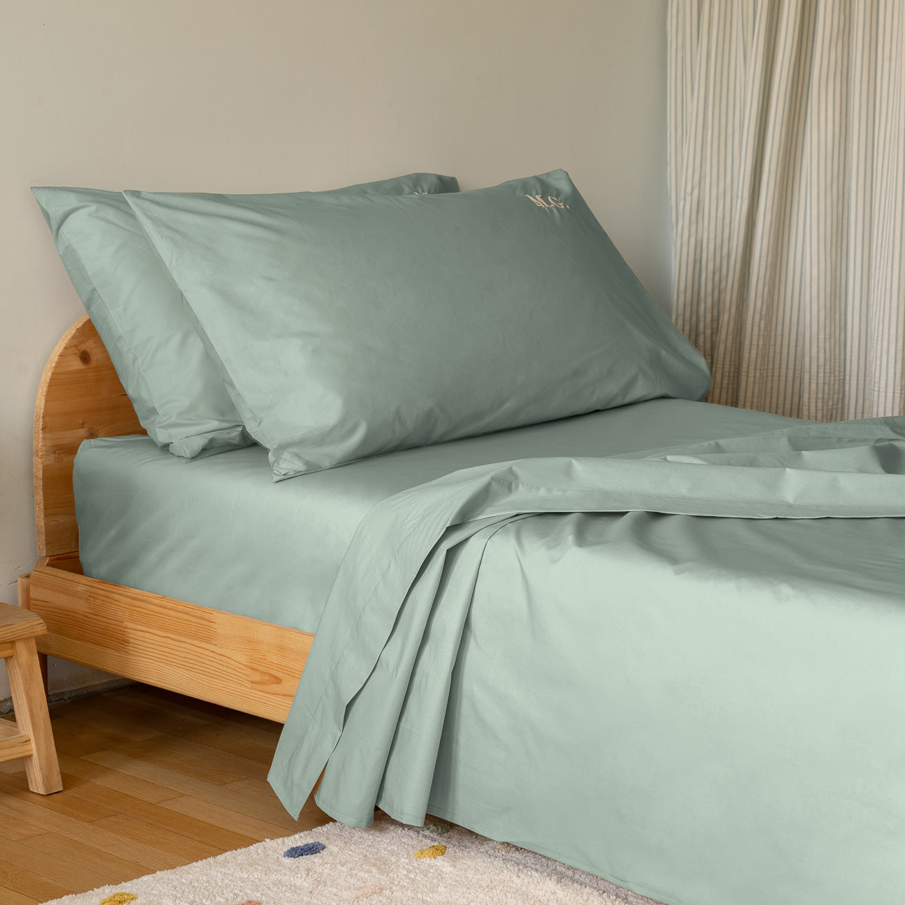 Completo lenzuola bimbi-bedding-sets-Dalfilo-1 PIAZZA (80x190 cm)-Salvia-Percalle-Dalfilo IT