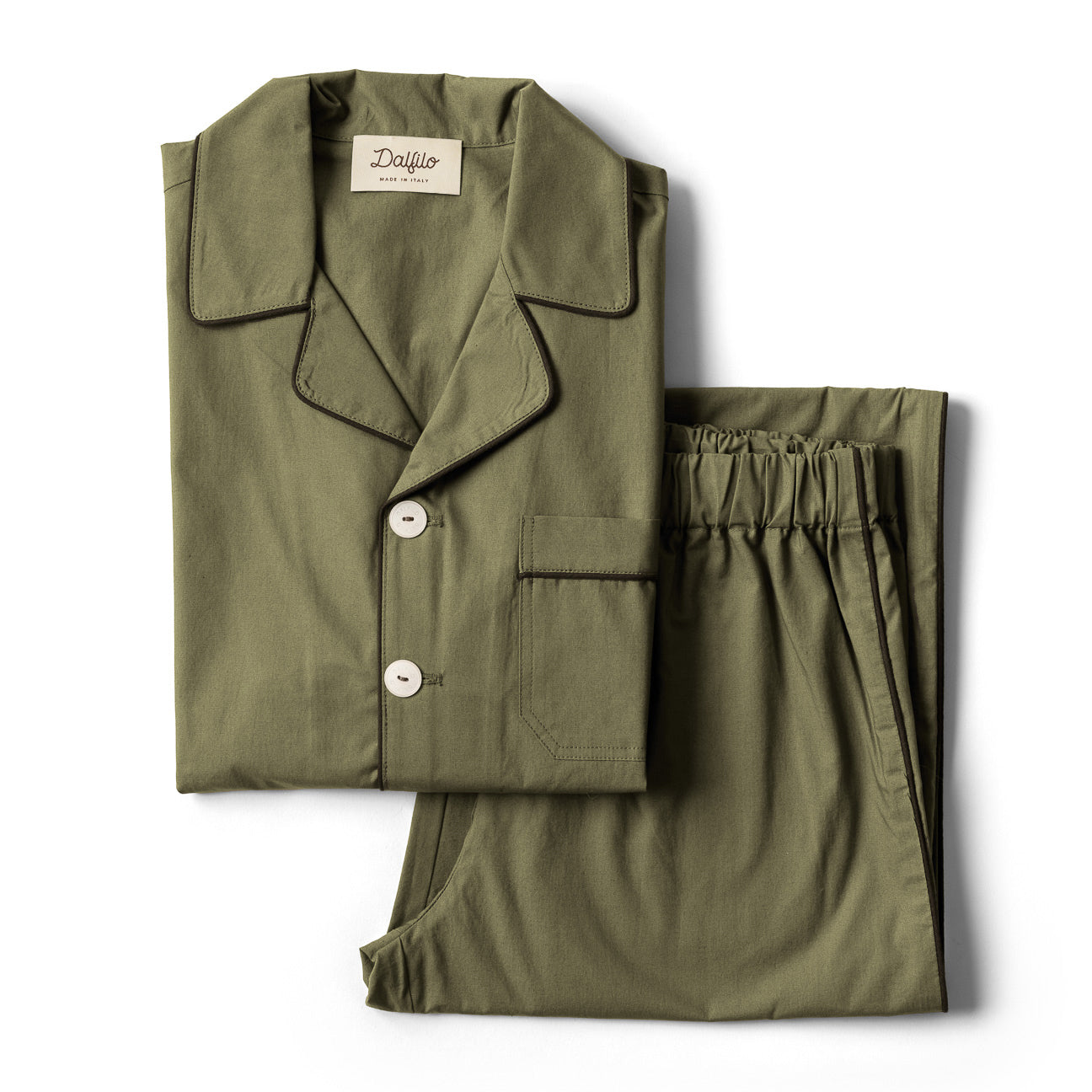 Pigiama in percalle lavato-Pajamas-Dalfilo-XS-Militare-Percalle lavato-Dalfilo IT