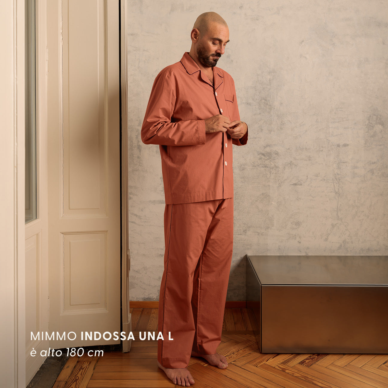 Pigiama in percalle lavato
- XS- Blush- Percalle lavato - Dalfilo