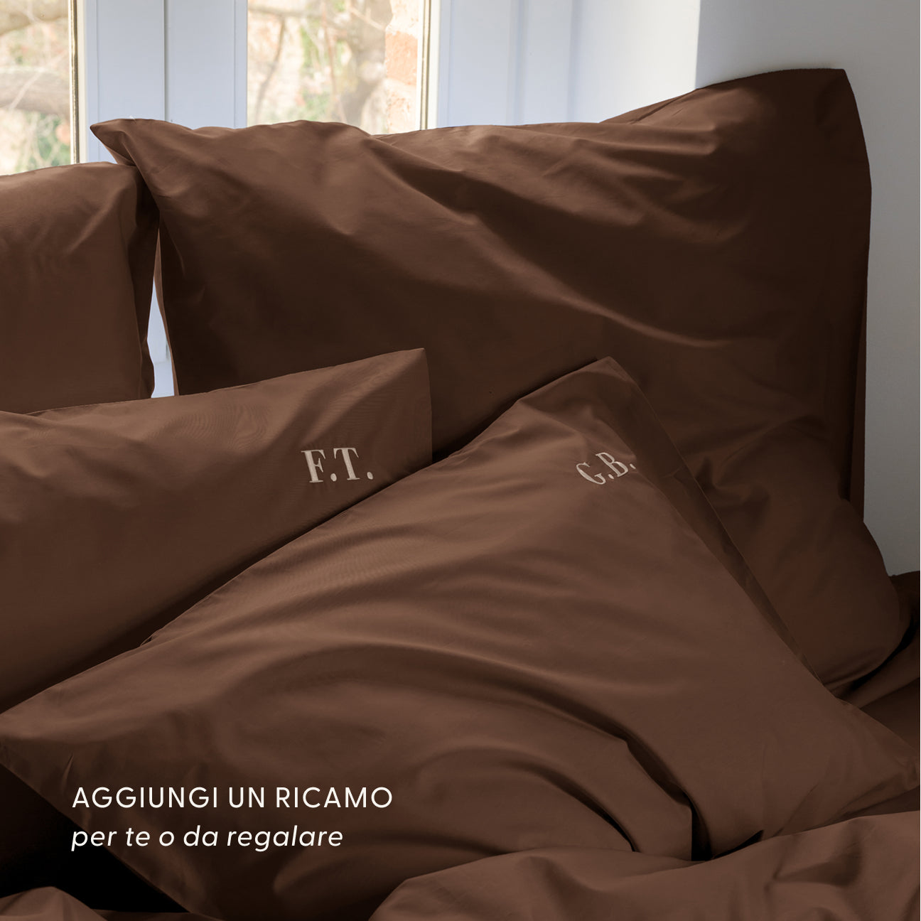 Set 2 federe in percalle
- 50x80 cm (standard)- Caffè espresso- Percalle - Dalfilo