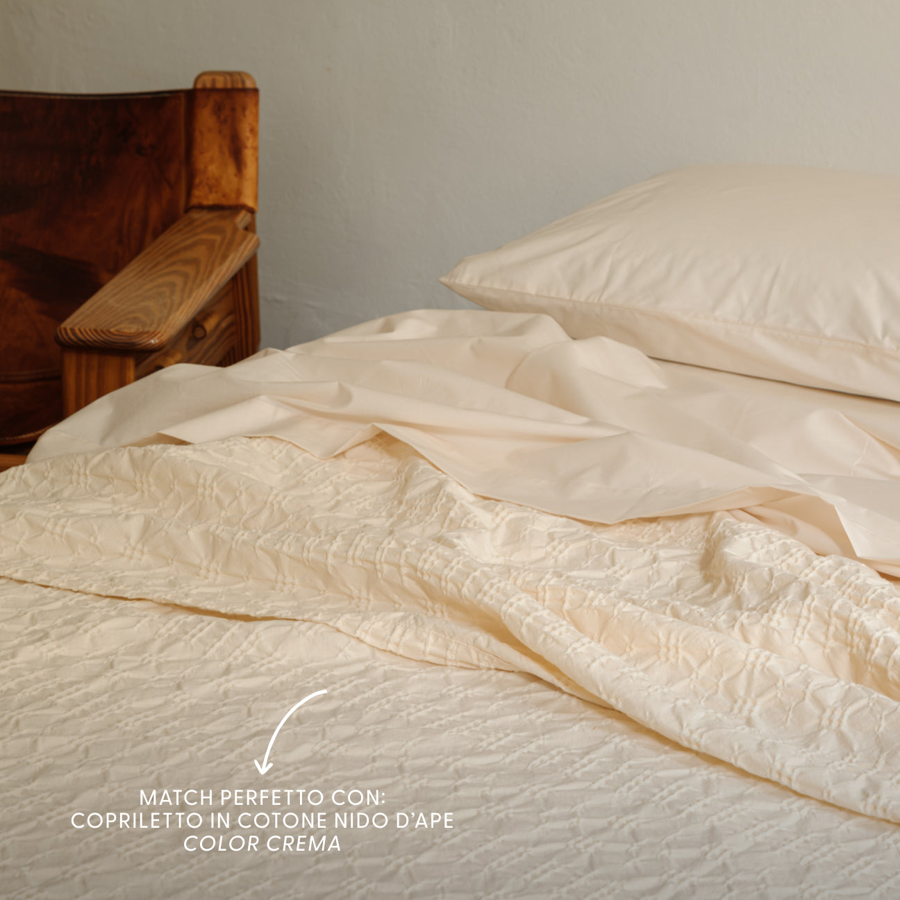 Completo lenzuola in percalle
- 1 PIAZZA (80x190 cm)- Crema- Percalle - Dalfilo