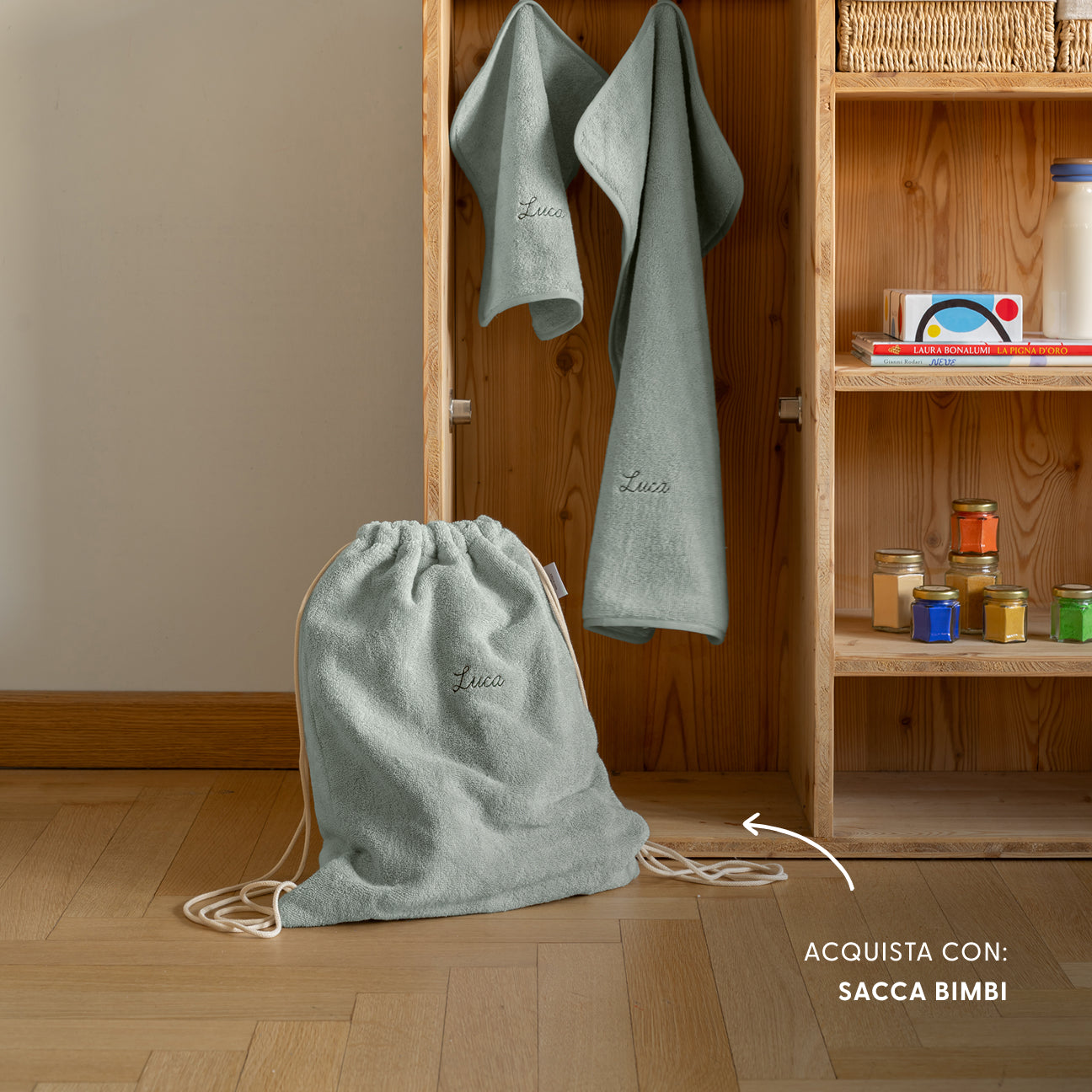 Set asciugamani bimbi
- Taglia unica- Salvia- Cotone classico - Dalfilo