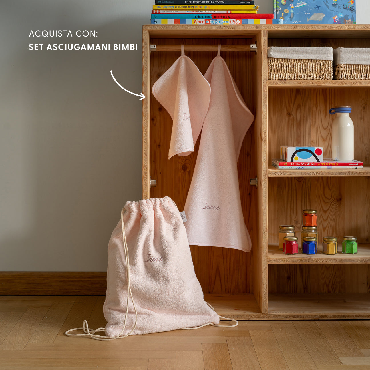 Sacca bimbi
- Taglia unica- Rosa ciliegio- Cotone classico - Dalfilo