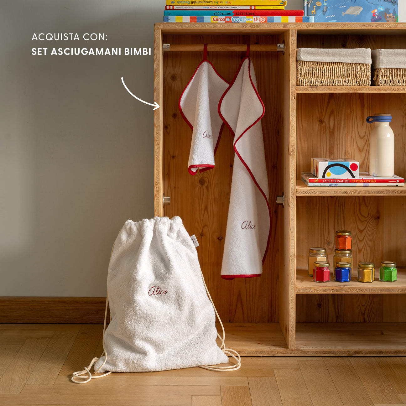 Sacca bimbi
- Taglia unica- Bianco cotone- Cotone classico - Dalfilo