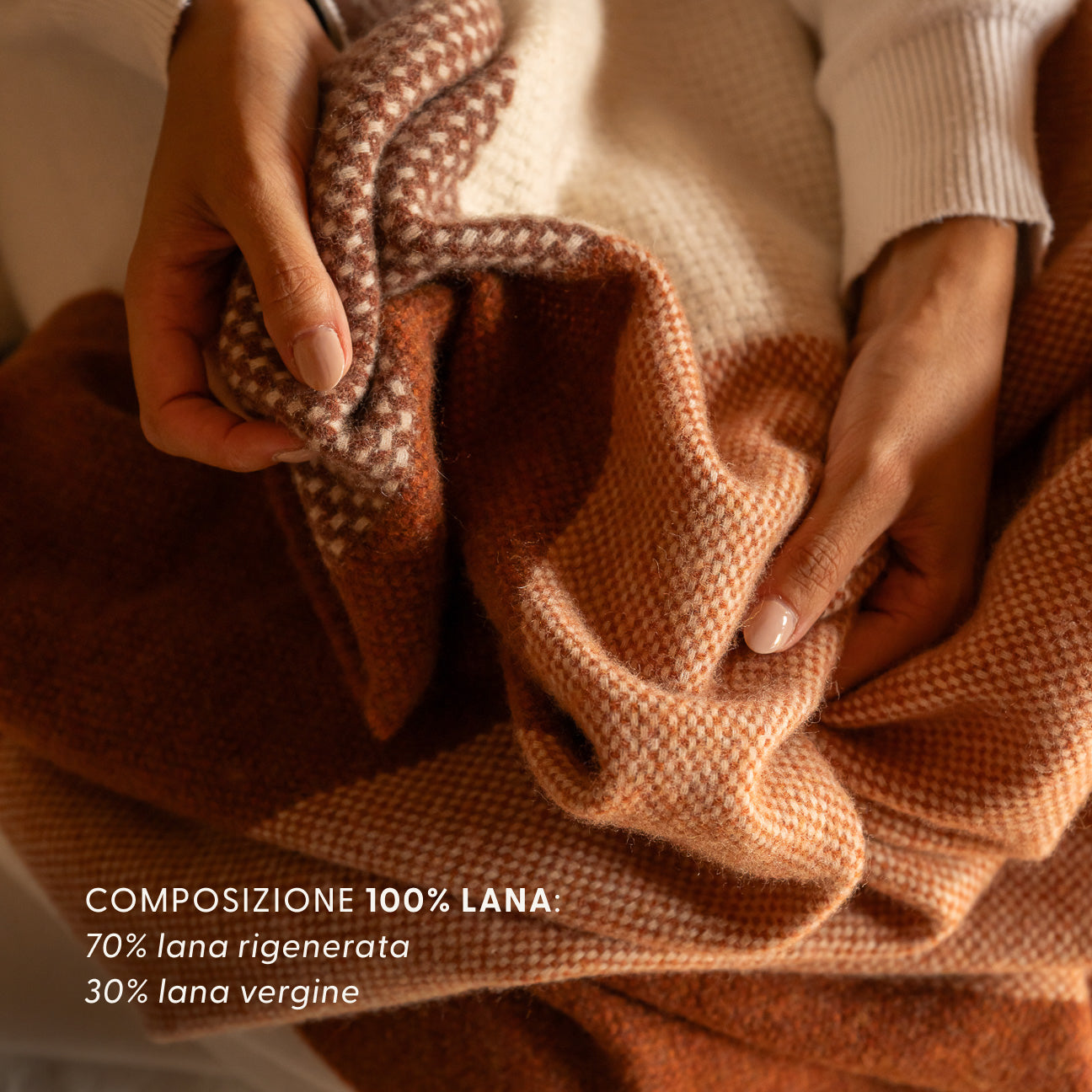 Plaid in lana
- 130x180 cm- Terracotta- Lana rigenerata - Dalfilo