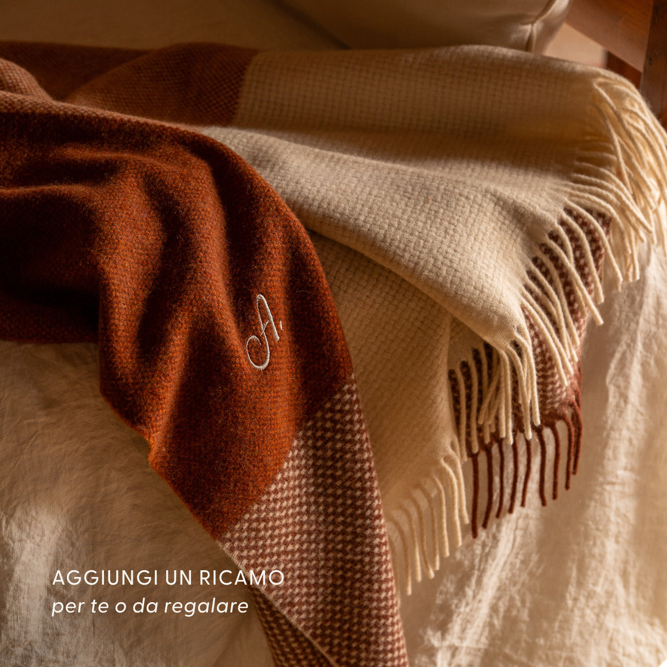 Plaid in lana
- 130x180 cm- Terracotta- Lana rigenerata - Dalfilo