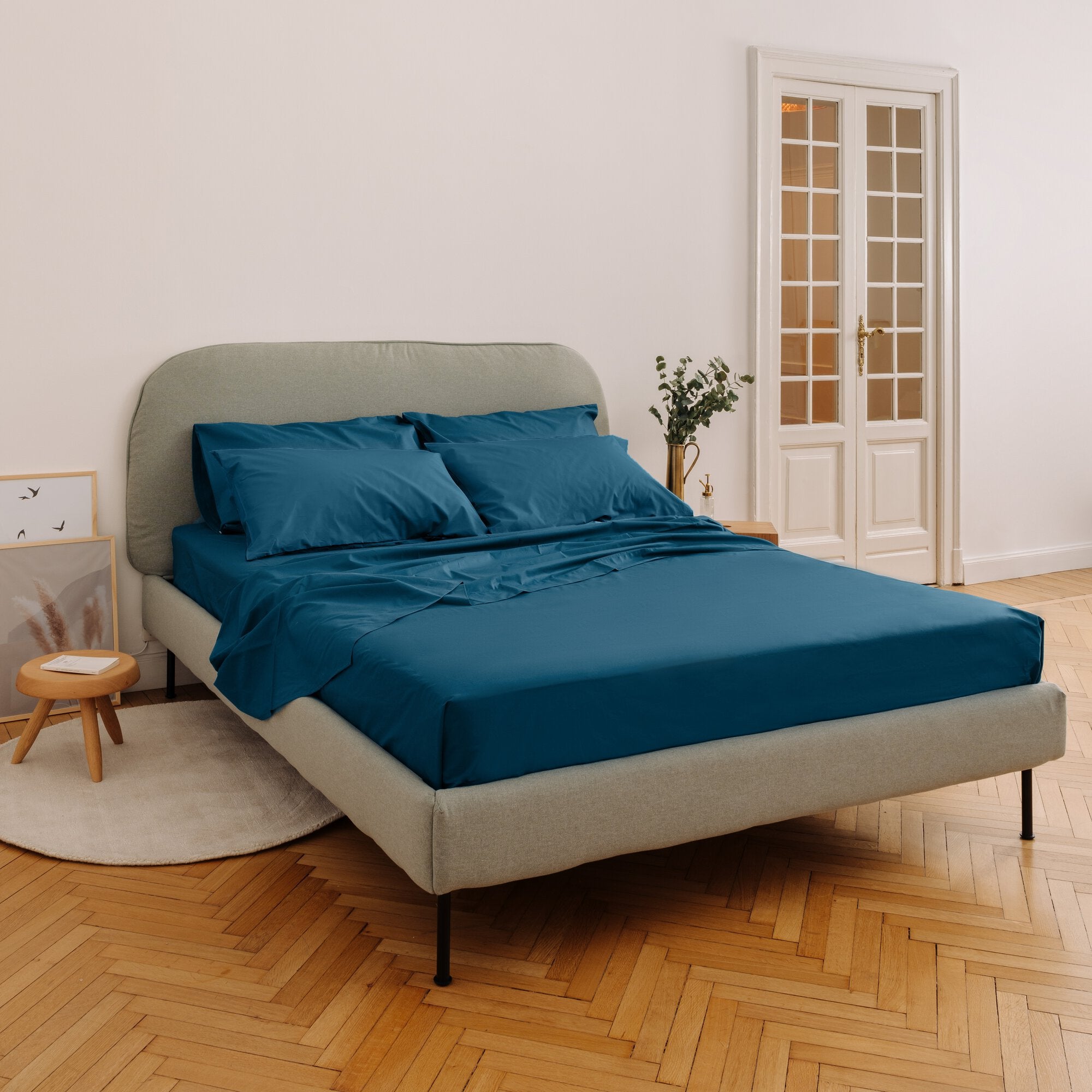 Lenzuola Matrimoniali In Cotone Percalle 144 Fili - Set Con Lenzuolo Sotto Elastico Perimetrale - Foto 7