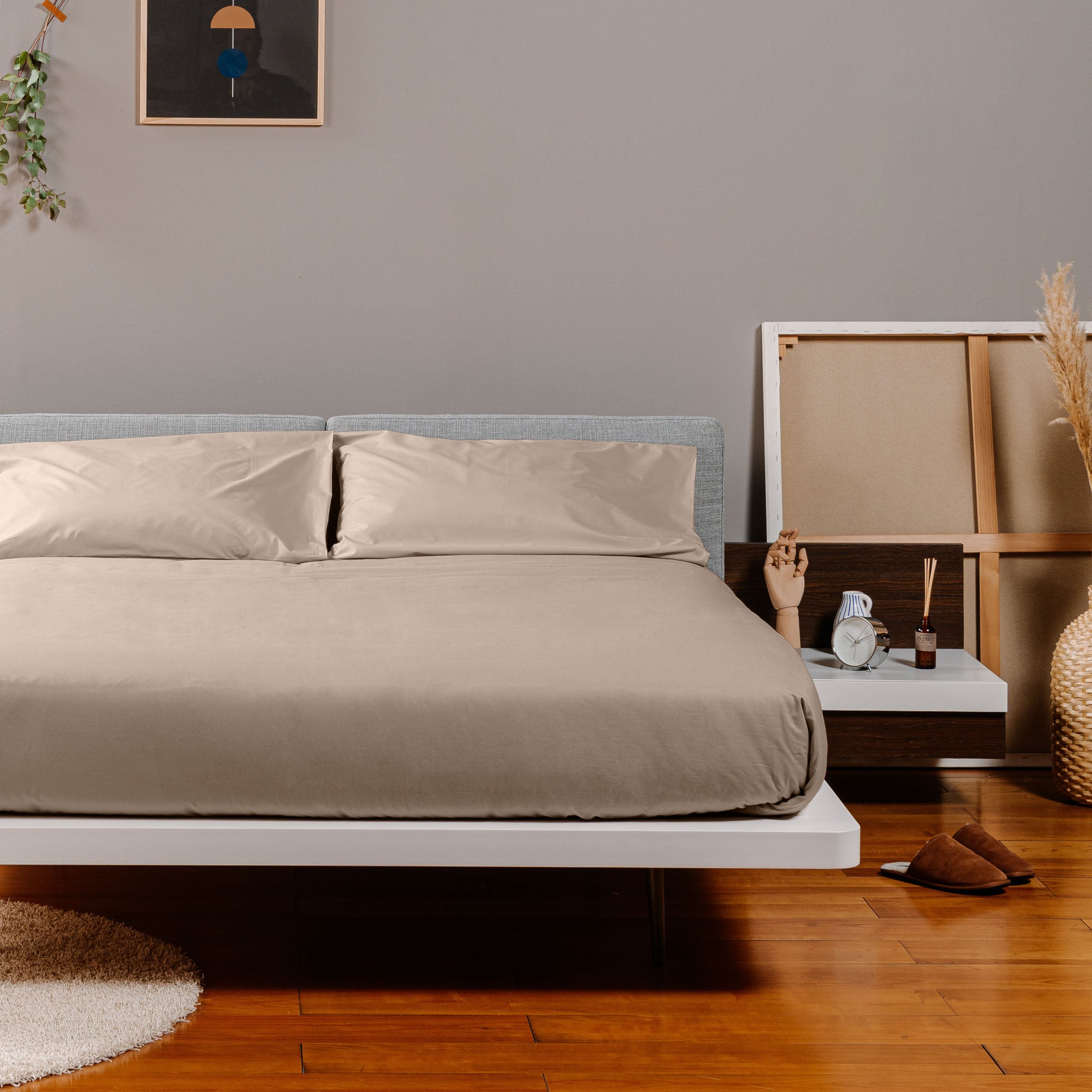 Copripiumino Matrimoniale LOVQUE In Cotone Effetto Lino – Azzurro – Set Con 2 Federe – Chiusura A Cerniera – 228x228 Cm